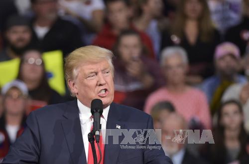 Ông Donald Trump trong chiến dịch vận động tranh cử ở Ambridge, Pennsylvania ngày 10/10. Ảnh: AFP/TTXVN