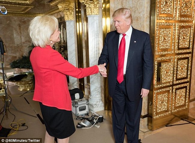 Người dẫn chương trình Lesley Stahl và Trump.