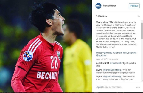 FIFA gửi lời chúc mừng Lê Công Vinh.
