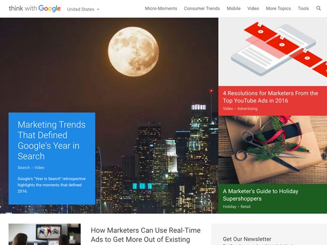 Think With Google là ứng dụng cung cấp đoạn video hay bài viết mới nhất về xu hướng công nghệ trong tương lai. Qua đó giúp người dùng có cái nhìn sâu sắc về thế giới kỹ thuật số trong tương lai. Nguồn ảnh: Business Insider.