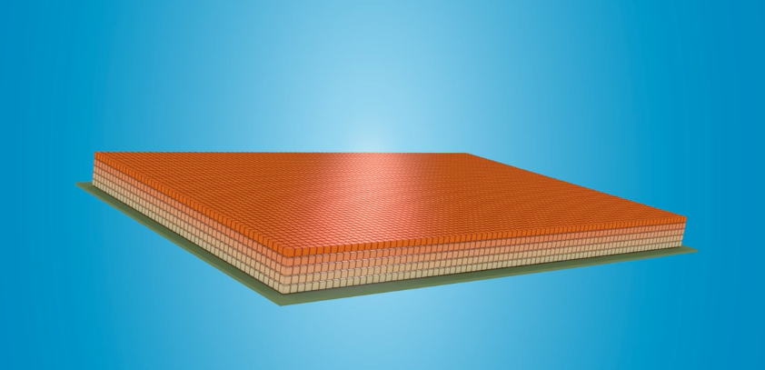 Mô hình chip nhớ NAND chế tạo theo công nghệ 3D với các lớp chồng lên nhau.