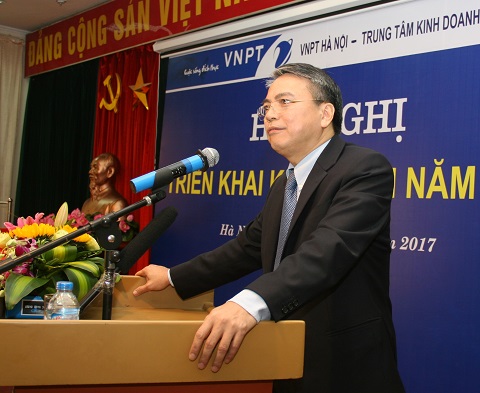 Chủ tịch Hội đồng thành viên VNPT Trần Mạnh Hùng phát biểu chỉ đạo tại Hội nghị.