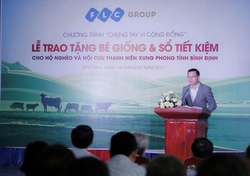 Ông Trần Quang Huy, Phó tổng giám đốc Tập đoàn FLC phát biểu tại buổi lễ.