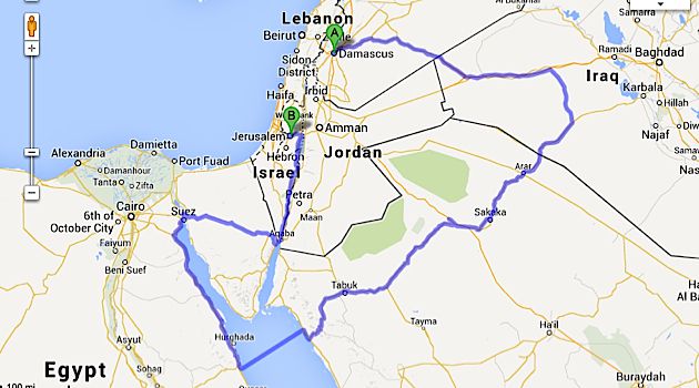 Vị trí thành phố Jerusalem trên bản đồ.