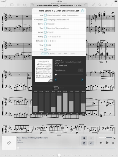 forScore. Đây là ứng dụng đọc các bản nhạc kỹ thuật số dành cho iPad để có thể nhập từ các tệp tin PDF và thực hiện như một thư viện lưu giữ các bản nhạc kỹ thuật số. Chúng cũng có thể kết nối tới các dịch vụ lưu trữ đám mây như Dropbox để nhập và xuất một cách dễ dàng. Ứng dụng này có giá 9,99USD.