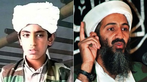 Hamza bin Laden (trái) là con trai của Osama Bin Laden (phải)