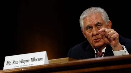 Ông Rex Tillerson, cựu giám đốc điều hành tập đoàn dầu khí Exxon Mobil tại phiên điều trần trước Thượng viện Mỹ 
