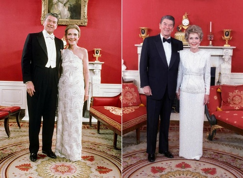 Thời trang của vợ chồng Tổng thống Ronald and Nancy Reagan tại lễ nhậm chức nằm 1981 và 1985