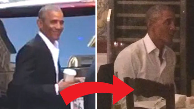 Trong bức ảnh bên phải, dường như mũi của ông Obama có thêm đường cong kỳ lạ.