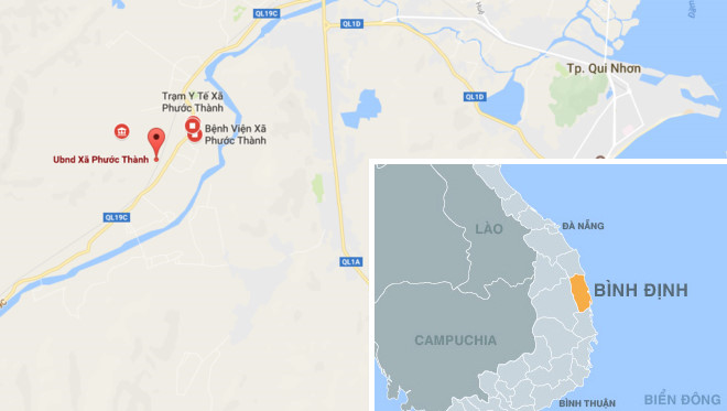 Tai nạn xảy ra trên tuyến đường sắt Bắc - Nam, đoạn qua xã Phước Thành, huyện Tuy Phước (Bình Định). Ảnh: Google Maps - Thiên Sơn. 