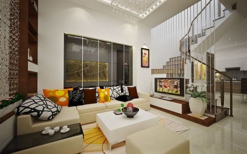  Phòng khách sang trọng với bộ sofa lịch lãm và hiện đại. Ảnh: Bannhabinhduong.