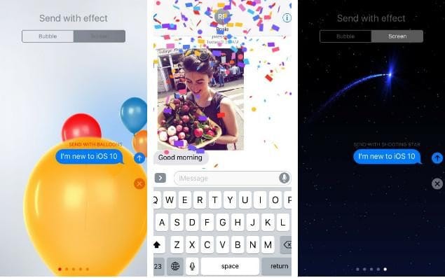 iMessage hiện đã cung cấp đến người dùng hàng loạt các lựa chọn để gửi nội dung text đi. Bạn có thể thêm vào những hình nền động như pháo hoa hoặc ngôi sao băng và chúng sẽ hiển thị lên màn hình của người nhận kèm theo nội dung text.