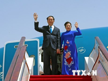 Chủ tịch nước Trần Đại Quang và phu nhân. Ảnh: TTXVN 