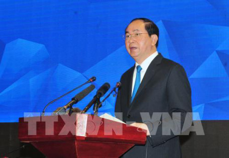 Chủ tịch nước Trần Đại Quang đã đến tham dự và có bài phát biểu quan trọng. Ảnh: TTXVN