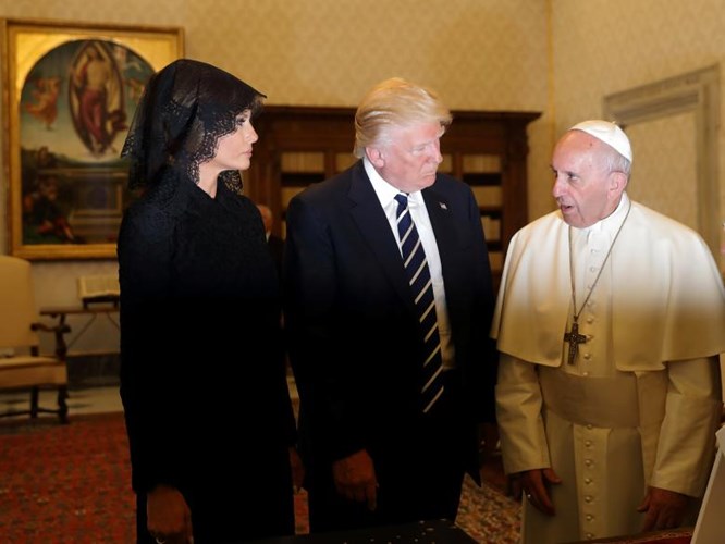Giáo hoàng Francis gặp gỡ vợ chồng Tổng thống Mỹ Donald Trump ở Vatican.