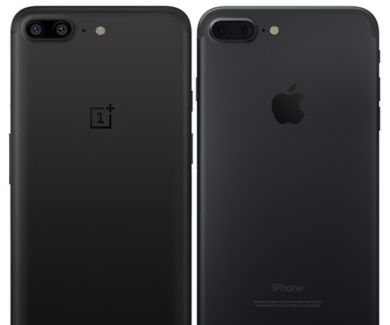 Mặt lưng của iPhone 7 Plus và OnePlus 5 giống hệt nhau