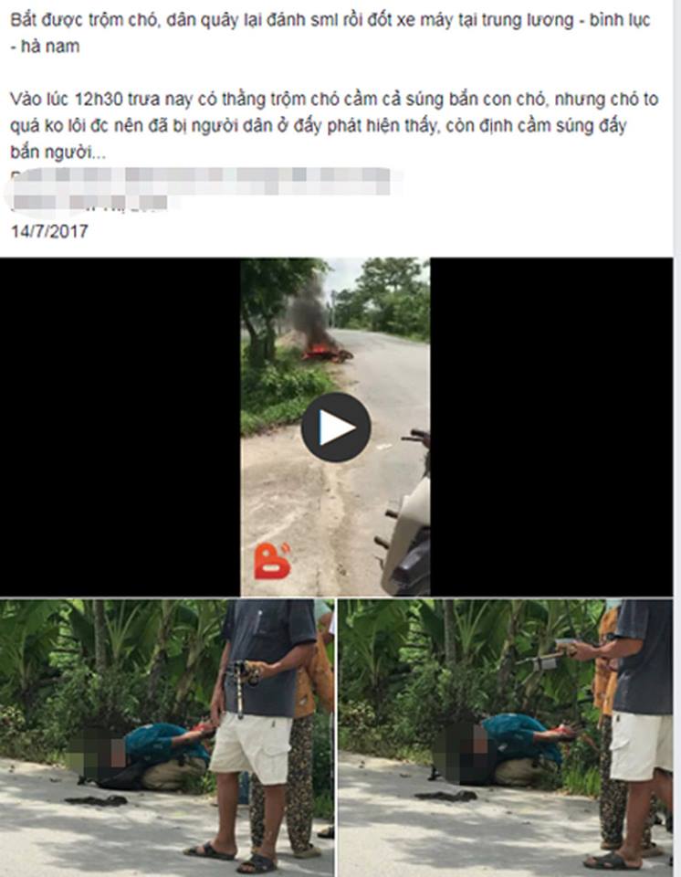 Hình ảnh người đàn ông trộm chó bị bắt trói lan truyền trên mạng xã hội.