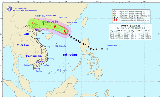 Giống bão số 6, bão số 7 hướng về Trung Quốc, gây mưa lớn ở Việt Nam