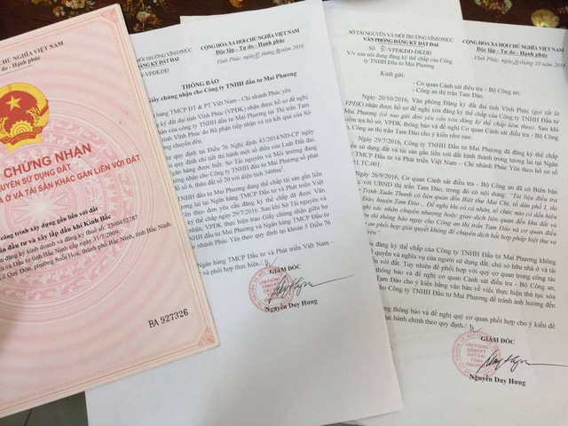 Các giấy tờ cho thấy ông Trịnh Xuân Giới là Chủ tịch Hội đồng quản trị Công ty TNHH Mai Phương, sở hữu khu đất có biệt thự Mai Chi