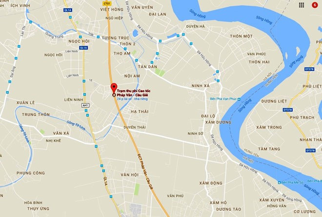  BOT Phap Van - Cau Gie giam gia, giam 2 nam thu phi hinh anh 2 Trạm thu phí Pháp Vân - Cầu Giẽ sẽ giảm phí vào 15/10. Ảnh: Google Maps.