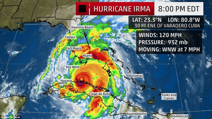Cơn bão sẽ đổ bộ vào bán đảo Florida tại khu vực phía tây Miami và tiếp tục đi dọc bờ biển phía tây bang Florida. Ảnh: Getty.
