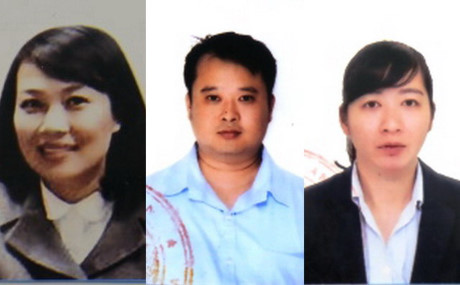 Từ trái qua phải: Trần Thị Kim Chi, Lê Vương Hoàng, Nguyễn Thị Minh Huệ
