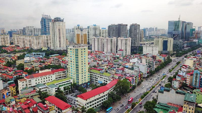 Khu đô thị Trung Hòa Nhân Chính nhìn từ hướng ngã ba Trung Hòa - Trần Duy Hưng.