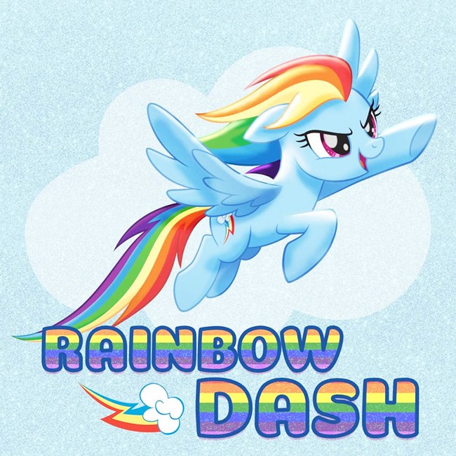 Rainbow Dash nhanh nhẹn:        Rainbow rất dũng cảm, táo bạo, tràn đầy năng lượng và vô cùng tự tin. Phát ra bom cầu vồng là khả năng đặc biệt của cô bé. Tâm hồn của cô đại diện cho lòng trung thành.