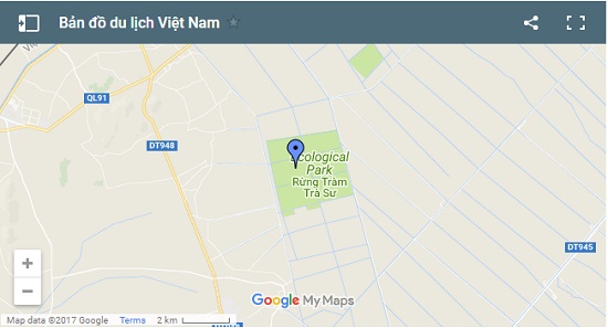 Rùng Tràm Trà Sư nhìn từ google map