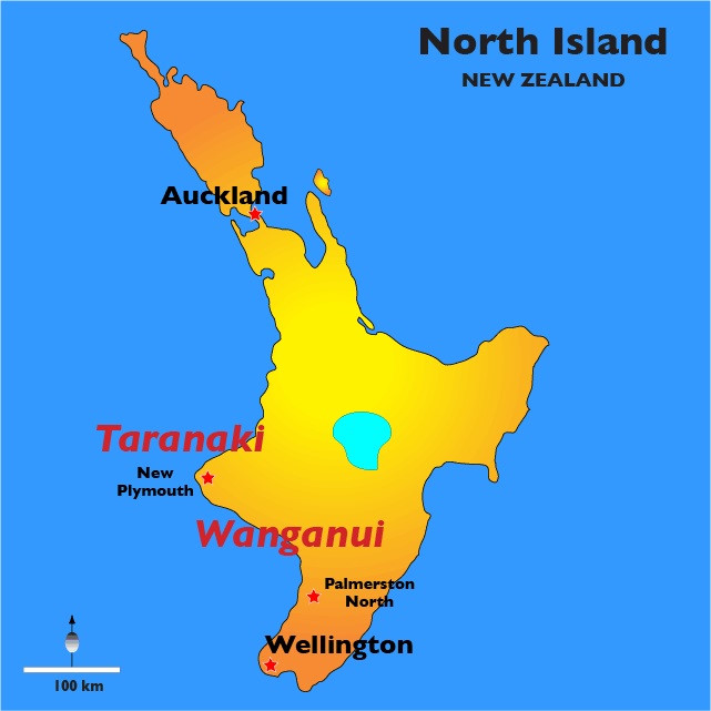 Ngọn núi Taranaki nằm ở bờ tây Đảo Bắc của New Zealand . Đồ họa: 