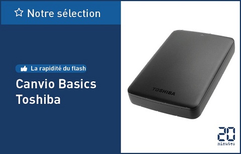 2. Canvio Basics của Toshiba. Canvio Basics của Toshiba có kích thước nhỏ gọn và nhẹ (với trọng lượng chỉ 146 g) cho phép ổ cứng dễ dàng trượt vào túi. Ổ cứng có tốc độ sao lưu các tập tin lớn (20 GB) nhanh và có nhiều phiên bản cho bạn lựa chọn :  500 GB, 1TB, 2 TB, 3 TB  hoặc 4 TB. Giá: từ 49 euro.