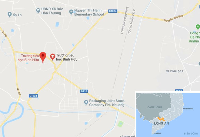 Trường Tiểu học Bình Hữu (chấm đỏ). Ảnh: Google Maps.